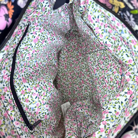 Vera Bradley Womens Bloom Boom Glenna Satchel Handbag Quilted Navy Blue - Picture 6 of 11